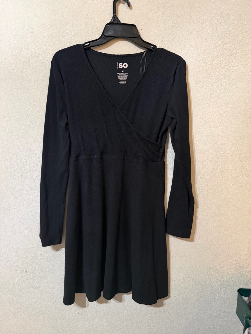 SO Black Long Sleeve Wrap A-Line Dress